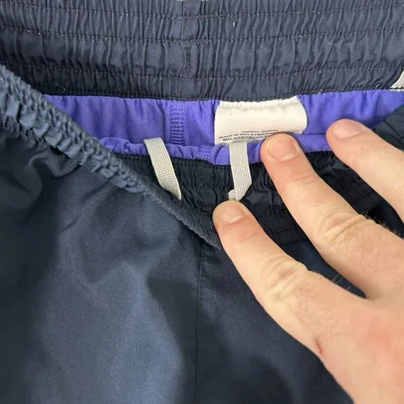 Nike Running Shorts Women's Large Blue Grey Striped Lined Drawstring Pull On - Picture 5 of 9